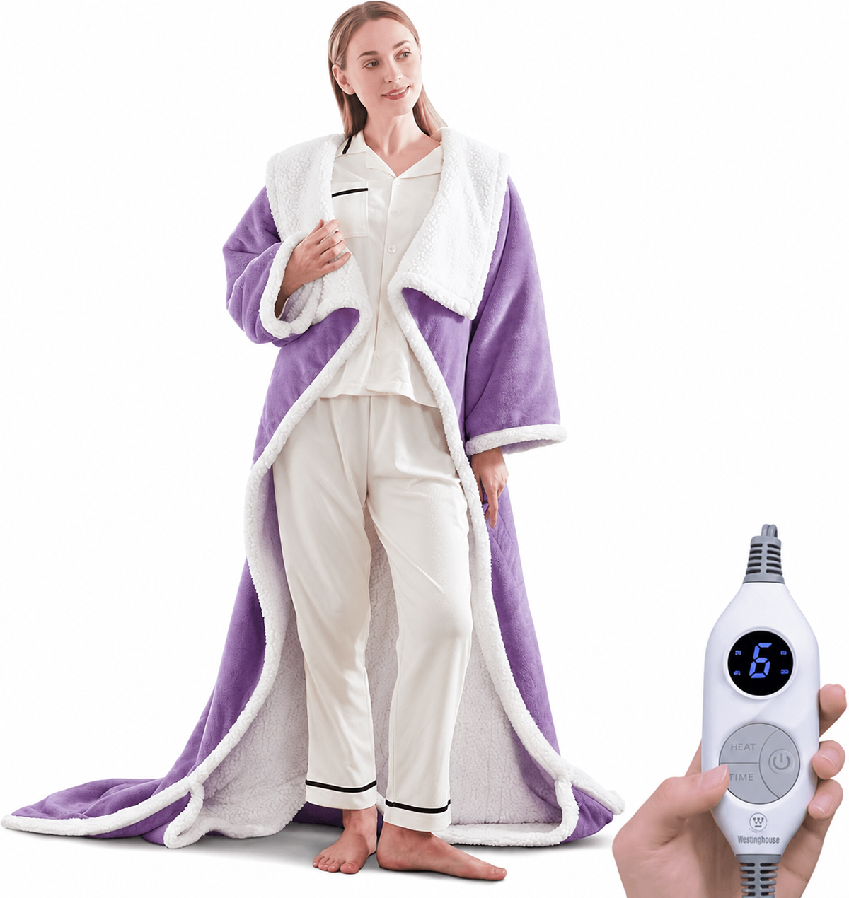 🔥 Couverture chauffante Sherpa avec poche pour les pieds – Ultra douce & arrêt automatique