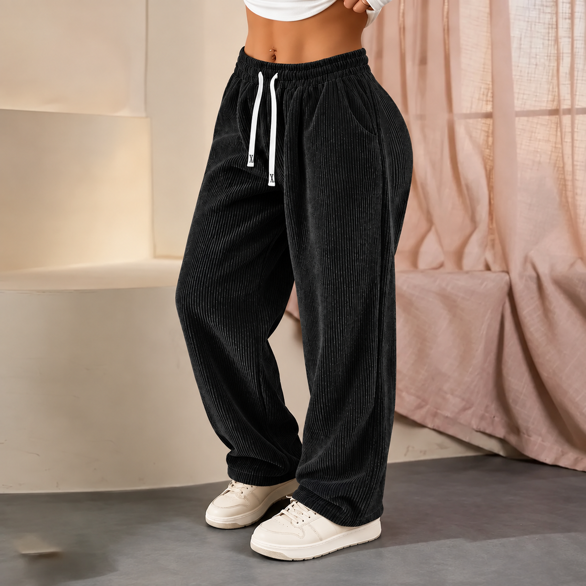 [LAST DAY SALE]Women's Solid Straight Leg Corduroy Bottoms-100% Cotton.