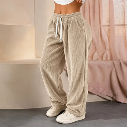 🔥 Women's Solid Straight Leg Corduroy Bottoms