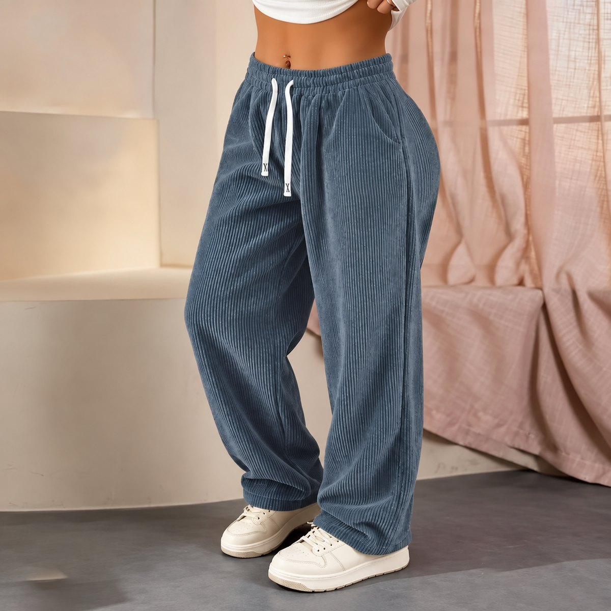 [LAST DAY SALE]Women's Solid Straight Leg Corduroy Bottoms-100% Cotton.