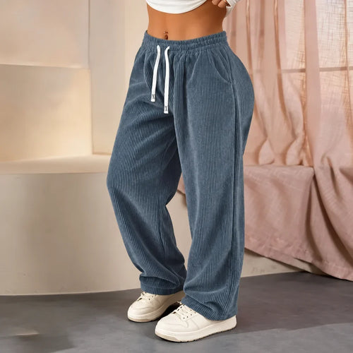 🔥 Women's Solid Straight Leg Corduroy Bottoms