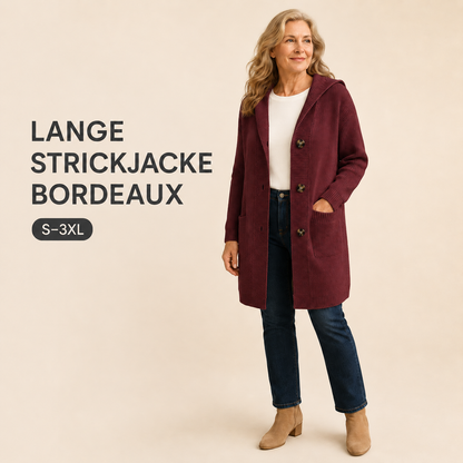 🌸Damen Strickjacke mit Kapuze und Knöpfen
