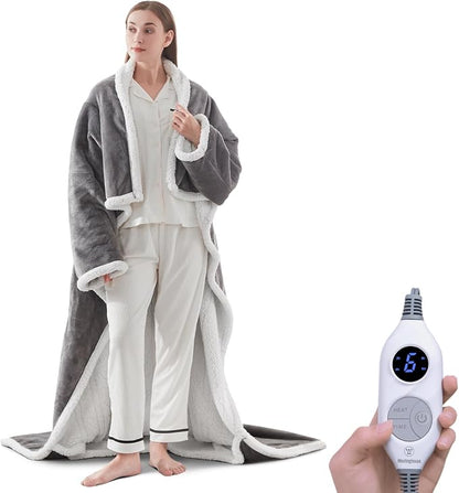 🔥 Couverture chauffante Sherpa avec poche pour les pieds – Ultra douce & arrêt automatique