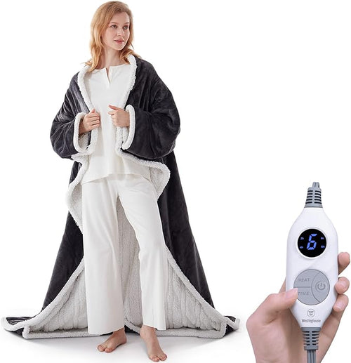 🔥 Couverture chauffante Sherpa avec poche pour les pieds – Ultra douce & arrêt automatique