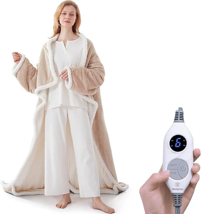 🔥 Couverture chauffante Sherpa avec poche pour les pieds – Ultra douce & arrêt automatique