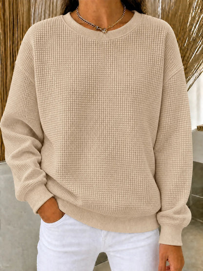 🔥CLEARANCE SALE🔥🔥Women's Waffle Knit Crewneck Sweatshirt