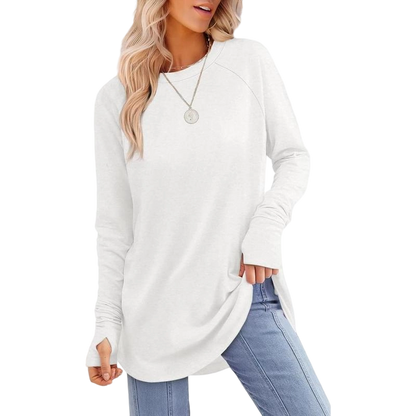 Womens Long Sleeve Round Neck Tunic Tops🎊