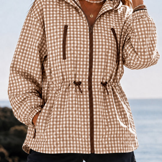 Women's Oversized Plaid Checkered Hooded Jackets