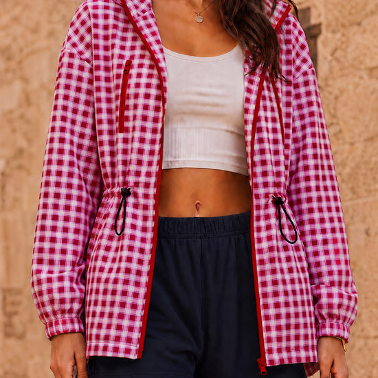 Women's Oversized Plaid Checkered Hooded Jackets