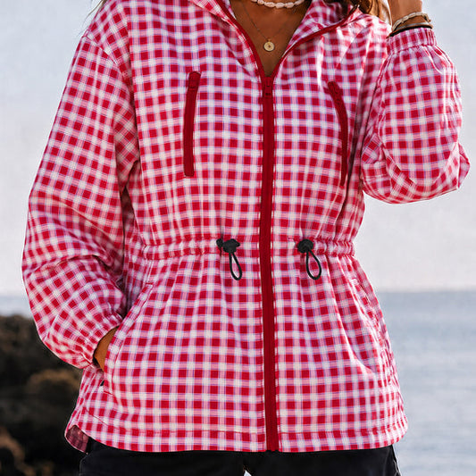 Women's Oversized Plaid Checkered Hooded Jackets
