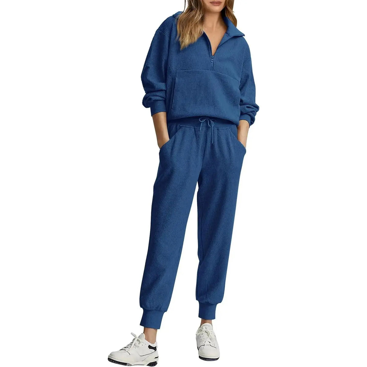 Women's 2 set Sweatsuits Long Sleeve Half Zip Pullover Sweatshirt