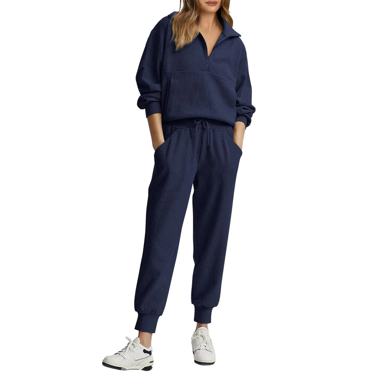 Women's 2 set Sweatsuits Long Sleeve Half Zip Pullover Sweatshirt