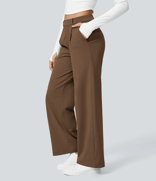 Arbeitshose mit hoher Taille, geradem Bein und Seitentaschen