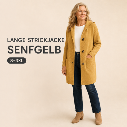 🌸Damen Strickjacke mit Kapuze und Knöpfen