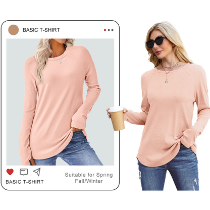 Womens Long Sleeve Round Neck Tunic Tops🎊