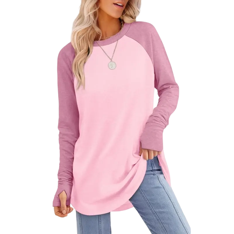 Womens Long Sleeve Round Neck Tunic Tops🎊