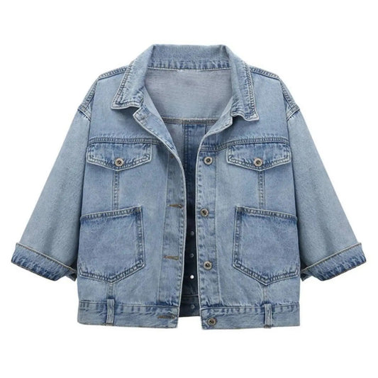 Light Wash Cropped Denim Jacket Women