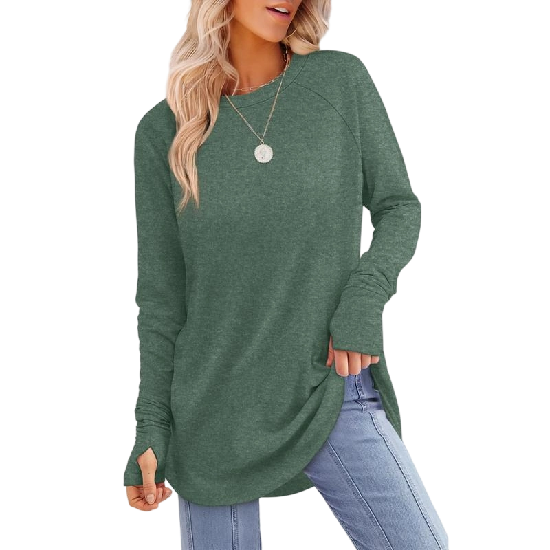 Womens Long Sleeve Round Neck Tunic Tops🎊