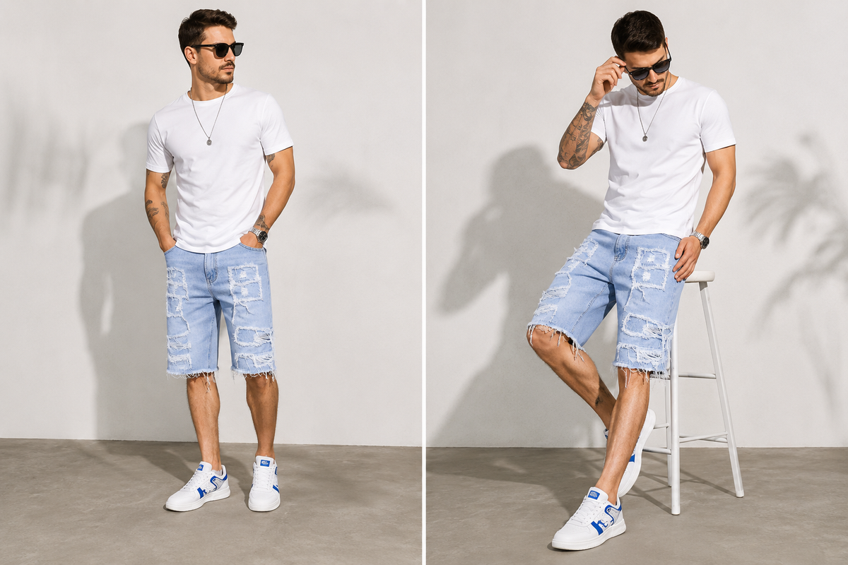 ⚡Raw Hem Denim Shorts with Rips