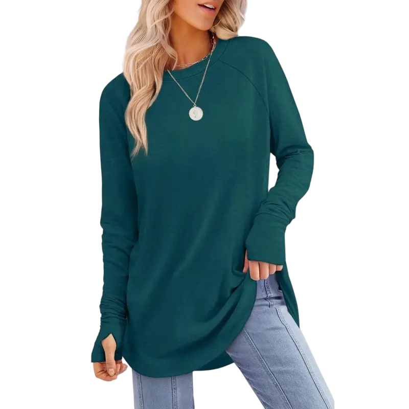 Womens Long Sleeve Round Neck Tunic Tops🎊