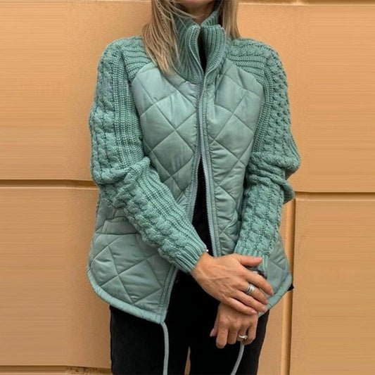 ⏳Begrenzte Zeit Rabatt💥Gestrickte Patchwork-Pufferjacke für Damen
