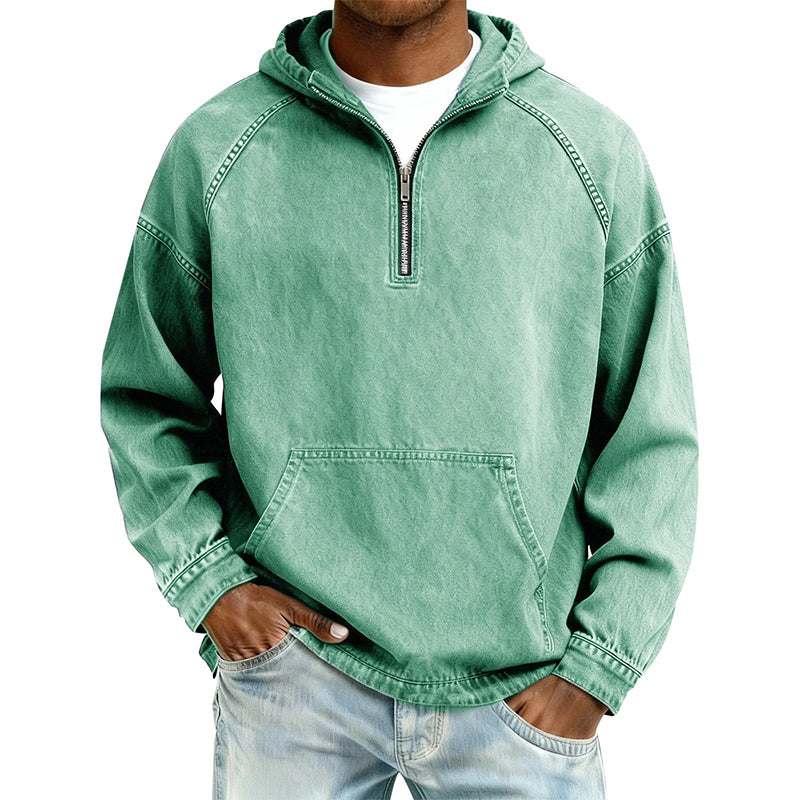 ✨Men's Casual Half-Zip Denim Jacket