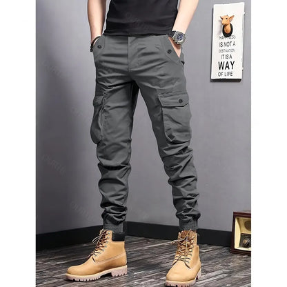 Men’s Multi-Color Cargo Joggers – Multi-Pocket Casual Pants