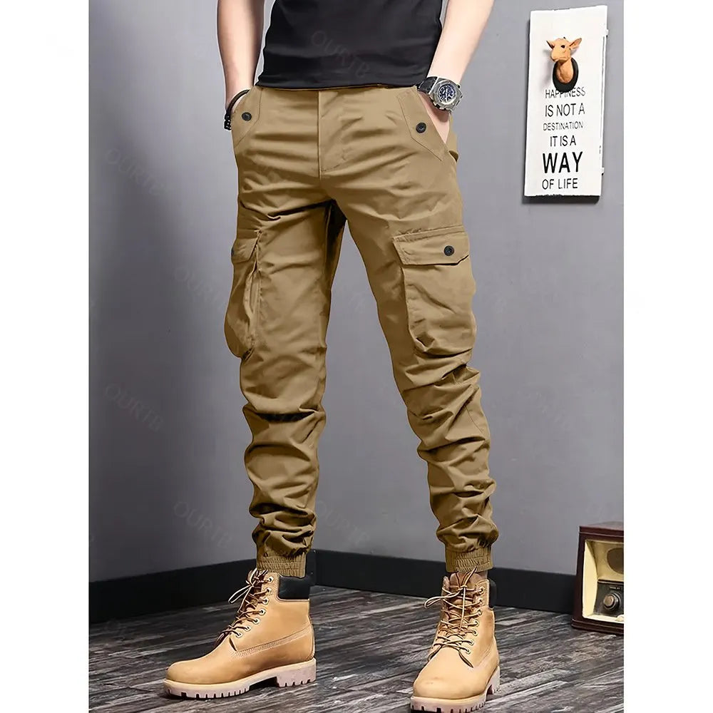 Men’s Multi-Color Cargo Joggers – Multi-Pocket Casual Pants