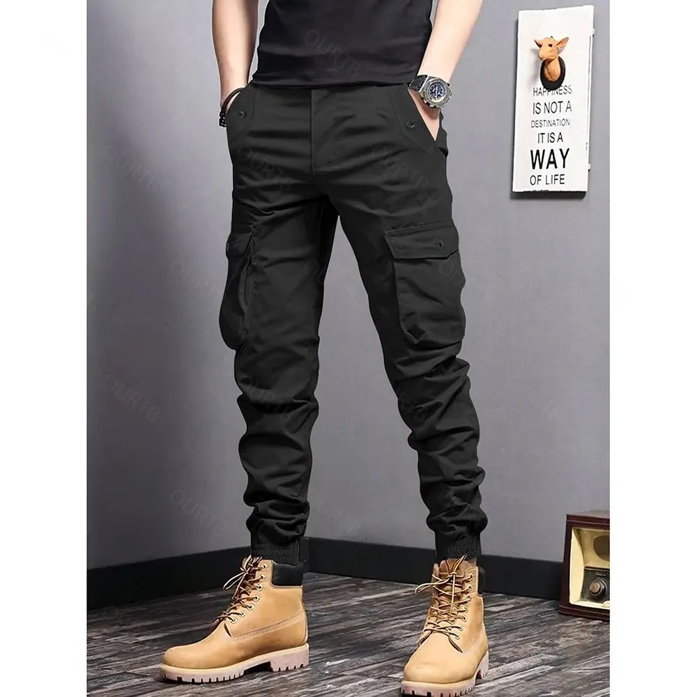Men’s Multi-Color Cargo Joggers – Multi-Pocket Casual Pants